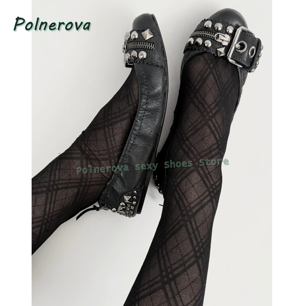 Shoes Women Pumps - Rivet Belt Buckle Mary Jane Shoes