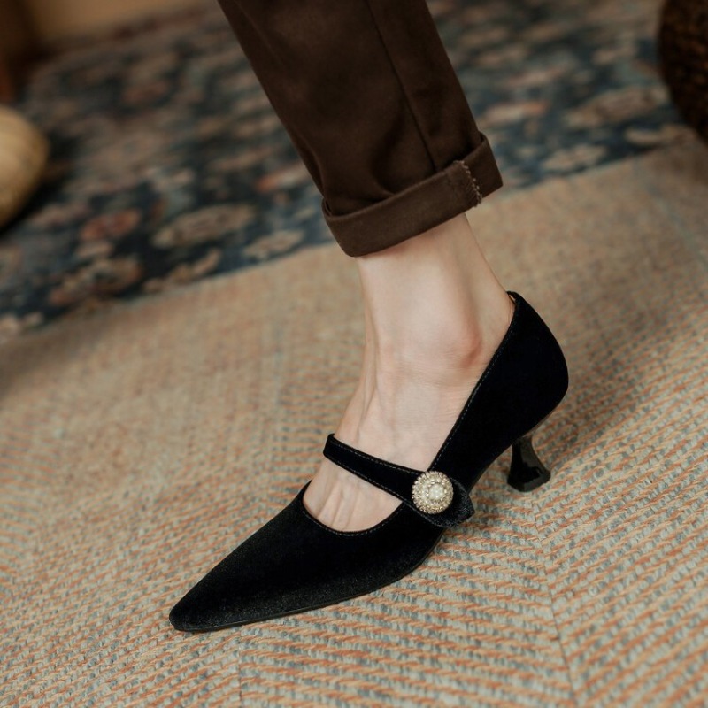 Wine Red Pointed Toe Mary Jane - Shoes Women Pumps recension och pris