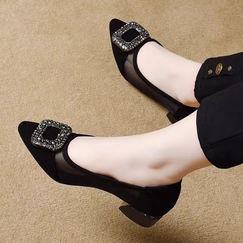 Elegant Pointed Toe Mesh Block - Shoes Women Pumps recension och pris
